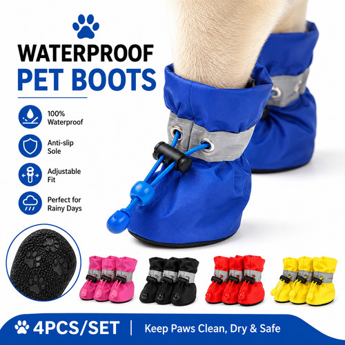 4pcs waterproof dog - shoes, anti