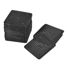 50pcs 2.8" Plastic Square Flowerpot Hole Mesh Pad Soil Grid Screen Mat, Black