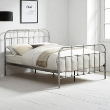 Camden Silver Steel Victorian Hospital Metal Bed Frame - Single / Double / King