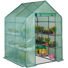 VonHaus Walk In Greenhouse – 8 Shelves Garden Green House with Re-Enforced Cover