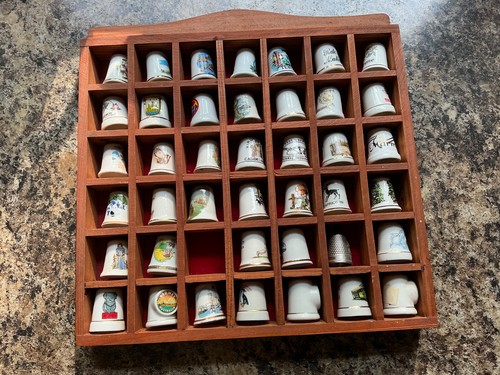 Wooden thimble display case - wooden,