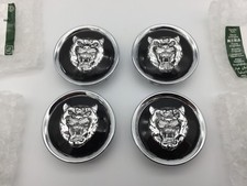 GENUINE JAGUAR BLACK / SILVER ALLOY WHEEL CENTRE CAP BADGES NEW MXD6249CA NEW