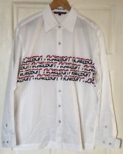 BNWT NICKELSON Mens Large Shirt White Big Spell Out Long Sleeve