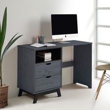Scandian Desk Distressed Grey Wax Solid Pine Mercers Furniture®