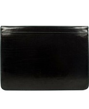 Leather Portfolio Folder A4 Document Case Handmade Organizer Black - Time