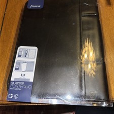 Filofax Metropol A4 Zipped Portfolio Black Faux Leather With Handle