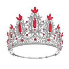 11.2cm Tall Crystal Tiara Crown Wedding Queen Princess Prom Adjustable For Adult