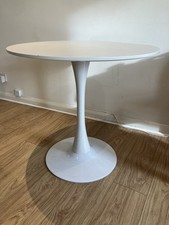 Used IKEA 80cm White Round Dining Table Kitchen Room Furniture Bistro Table