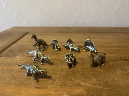 8pc brass dinosaur figurines - brass,