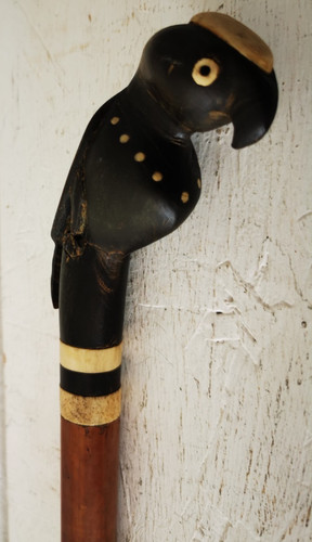 Vintage carved wooden parrot - vintage,