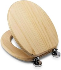 18" MDF WOODEN TOILET SEAT UNIVERSAL BATHROOM WC EASY FIT + FITTINGS OAK Effect