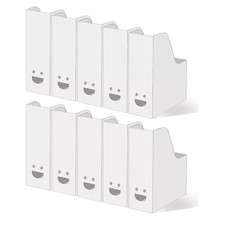 10 PACK White Magazine Office File Organiser Holder Paper Storage Box Folder