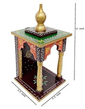 Wooden Temple Indian Handcrafted Hindu Pooja Mandap Wall Hanging Mandir for Home