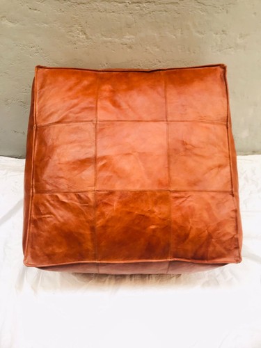 Vintage leather pouffe - vintage,