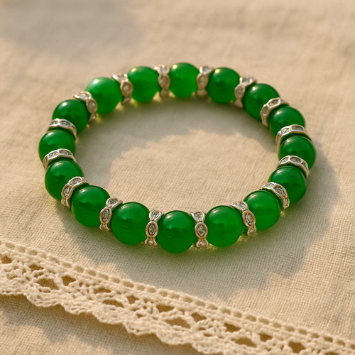 Elastic jade silver - &, diamante