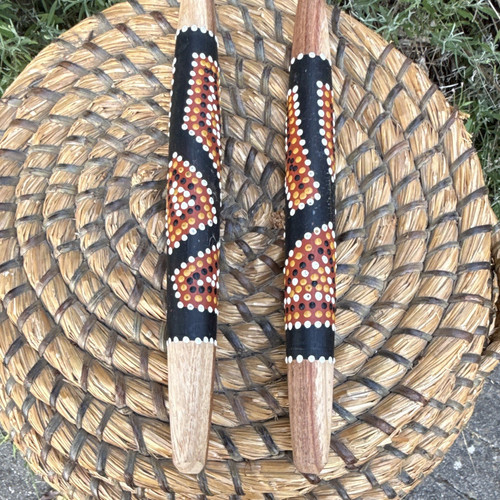 Hand painted wooden claves - hand-painted,