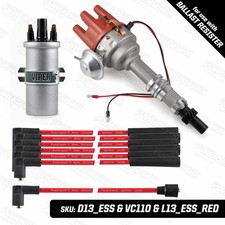 Ford Essex V6 Electronic Distributor Viper Ballast Coil and Red 8mm HT Leads