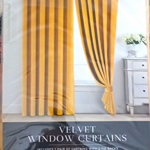 Velvet curtains eyelet ochre - velvet,