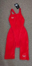 NEW* Speedo LZR racer element knee fastskin open back UK 30 red silver  2013