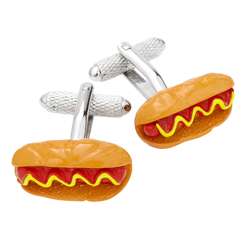 Hot dog cufflinks - -, onyx