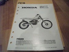 1989 Honda XR100R Dealer Assembly Set Up Instructions Manual