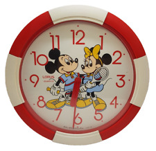 Walt Disney Vintage Mickey & Minnie Mouse Lorus Quartz Wall Clock 1980's Japan