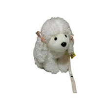Giftworks White Poodle Dog Puppy Soft Plush Toy with Lead & Pink Bows