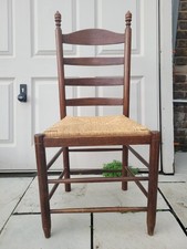 Antique Oak Ladder Back Rush