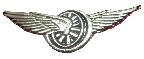Winged flying wheel - pin, badge