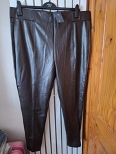New M&S Size 22 Long Brown Faux Leather Leggings RRP £25