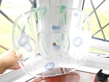 Soga japan Large dish nibbles tray glass mauve & green pattern attractive  VGC