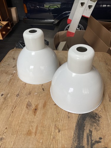Pair white enamel pendant - pair,