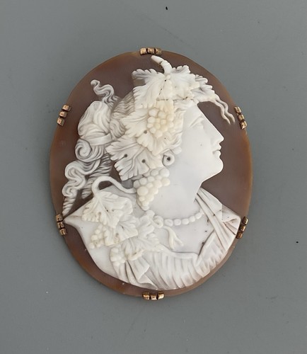 Carved cameo brooch - brooch, silver