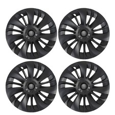 4pcs Matte Black Wheel Hub Caps for Tesla Model Y 19" 2020-2023