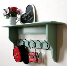 Wall-Mounted Vintage Coat Rack Shelf With Hooks Hallway Extra Large Storage Rail