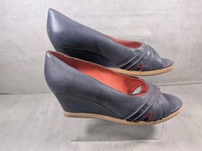 Moshulu Stour Ladies purple Leather Peep Toed Wedge Heeled Shoes UK 7.5 EU 41 