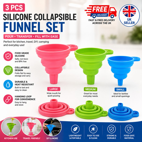 Silicone collapsible funnel - 3x,