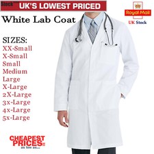 Unisex White Lab Coat Hospital Doctor Laboratory Medical Uniform Lab Coat UK