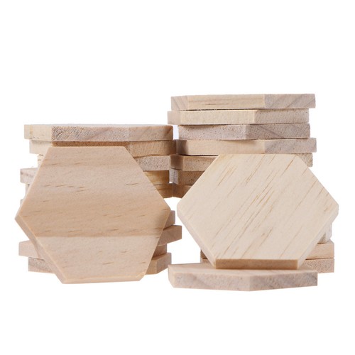 25pcs khaki hexagon wood - 25pcs,