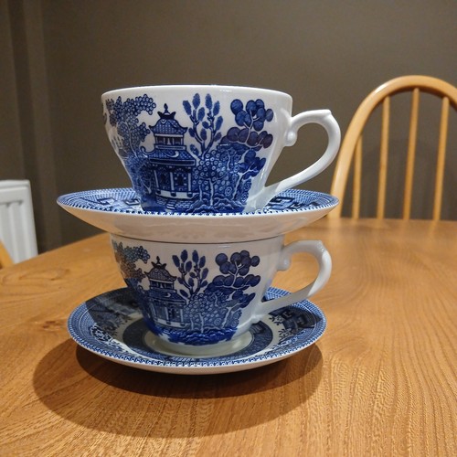 Blue white willow pattern - blue, &