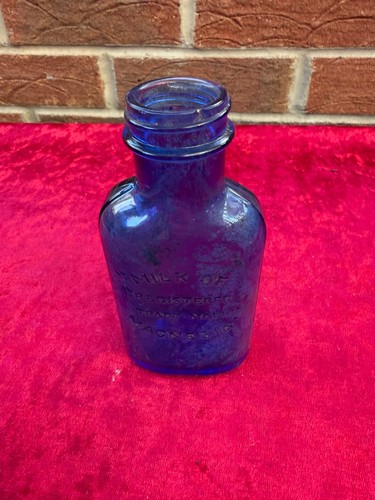 Antique blue glass bottle - bottle, milk