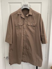 RICK OWENS DARK SHADOW Khaki Green Oversized Short Sleeve Shirt Sz M-L Mint