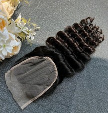 12A 16INCH RAW PERUVIAN VIRGIN HUMAN HAIR WIDER LACE CLOSURE 5X5 DEEP WAVES 50g
