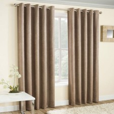 VOGUE THERMAL BLOCKOUT LINED CURTAINS EYELET RING TOP PLAIN TEXTURED READY MADE