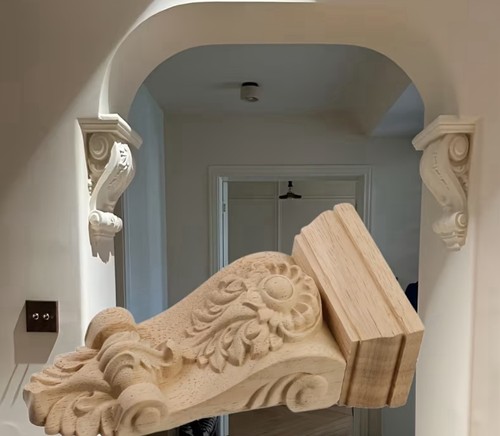 Wooden corbels pair unpainted - corbels,
