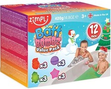 12 x Christmas Bath Bomb Gift Set from Zimpli Kids Great Value Stocking Fille...