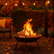 22" Large Outdoor Fire Pit Steel Garden Log Burner - Brazier, Patio Heater, BBQ