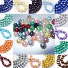 GLASS  FAUX PEARL BEADS ROUND