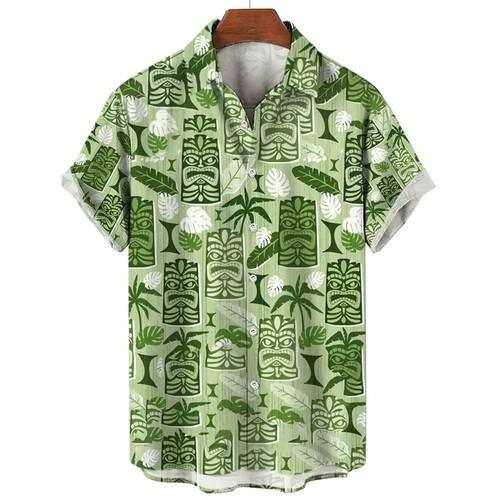 Mens button down black tiki - mens,