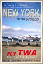 NEW YORK TWA Lockheed Constellation Airliner Retro Travel Poster Art Print 095